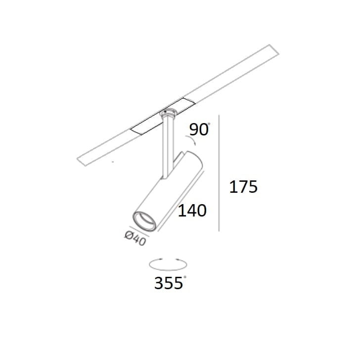 magnetische-spot-brons.jpg Spot brons magneet track 40mm 48V - Afbeelding 2